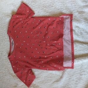 Red with small flowers T-shirt